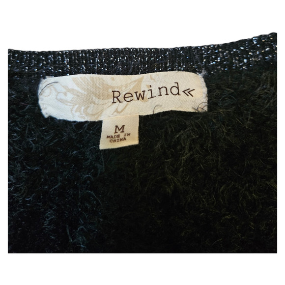 Rewind Medium Black Long Sleeve Button Up Cardigan - Picture 3 of 9